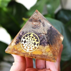 Piramida Orgonica Ametist si Aventurin Galben, Sri Yantra