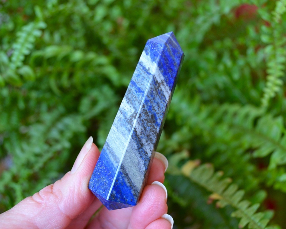 Bagheta Lapis Lazuli cu Dublu Varf 6 fatete, 7.7 cm - imagine 4