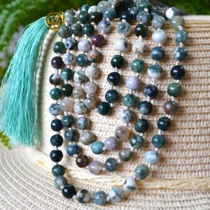 Mala Budista Agat Muschi 8mm, cu noduri
