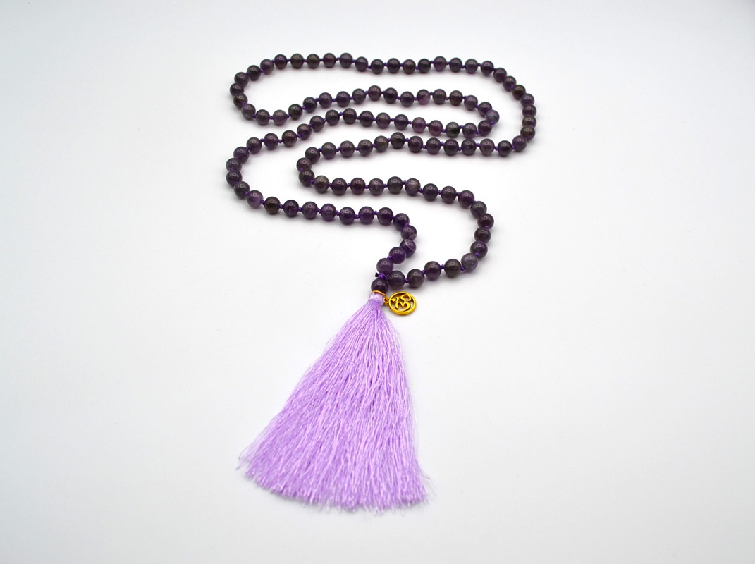 Mala Budista Ametist 8mm, cu noduri - imagine 4