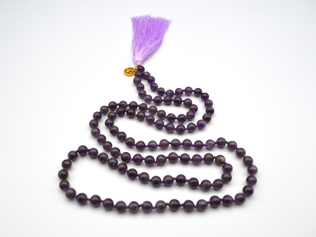 Mala Budista Ametist 8mm, cu noduri - imagine 3