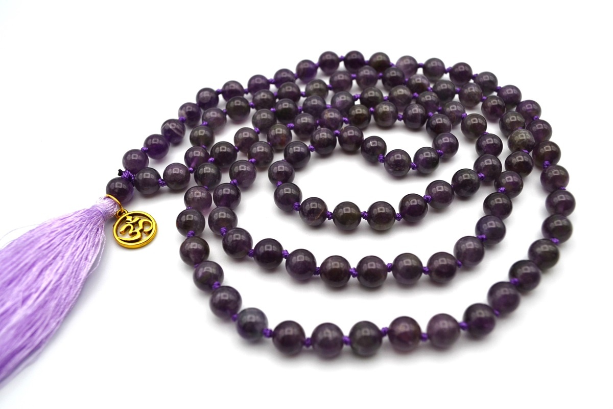 Mala Budista Ametist 8mm, cu noduri - imagine 5