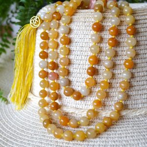 Mala Budista Aventurin Galben 8mm, cu noduri