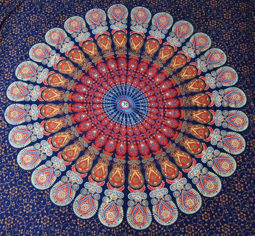 Pareo/Sarong Barmeri Mandala Blue Red - imagine 2