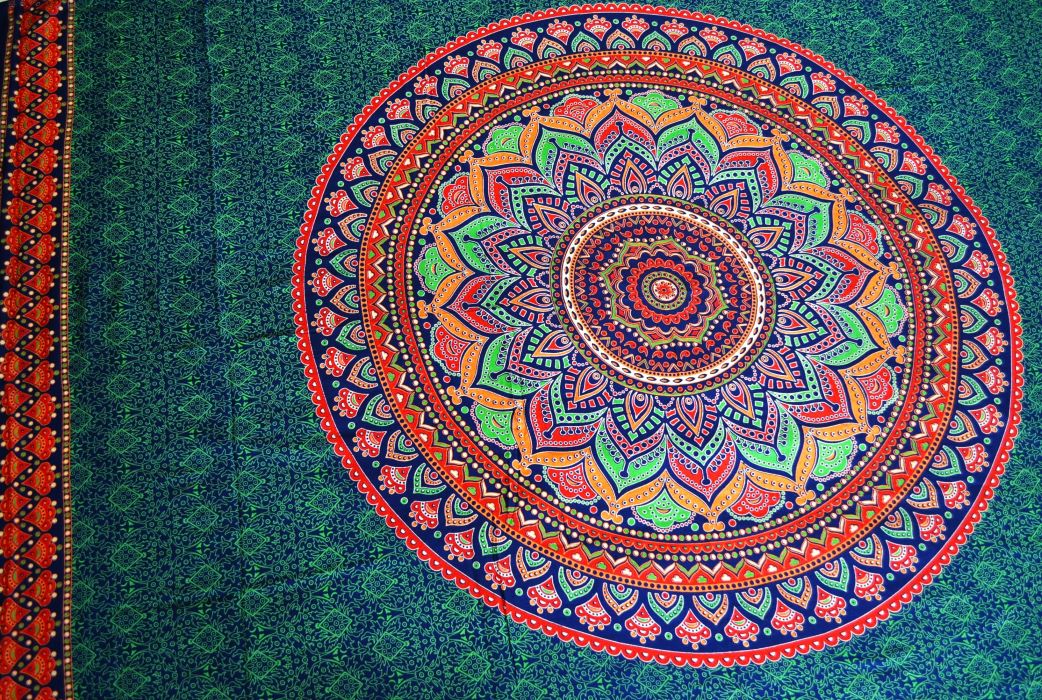 Pareo/Sarong Umrao Mandala Green-Orange - imagine 3