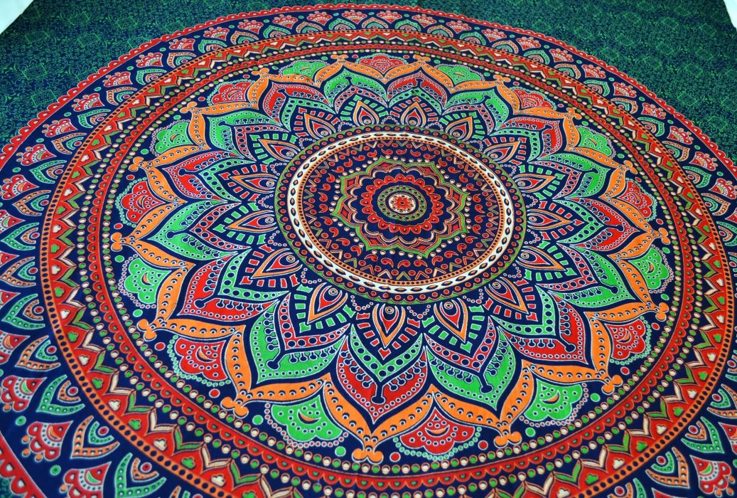 Pareo/Sarong Umrao Mandala Green-Orange