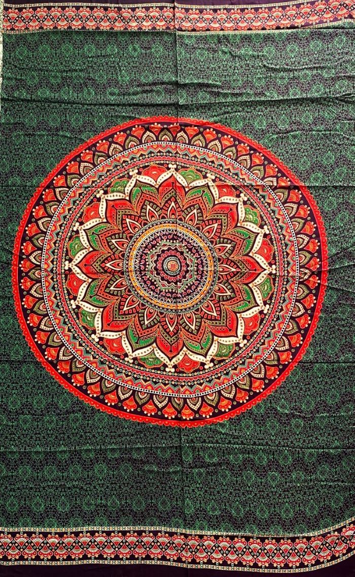Pareo/Sarong Umrao Mandala Green Red - imagine 2
