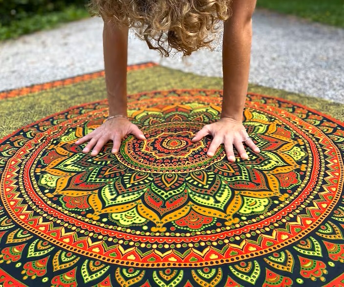 Pareo/Sarong Umrao Mandala Green-Orange - imagine 5