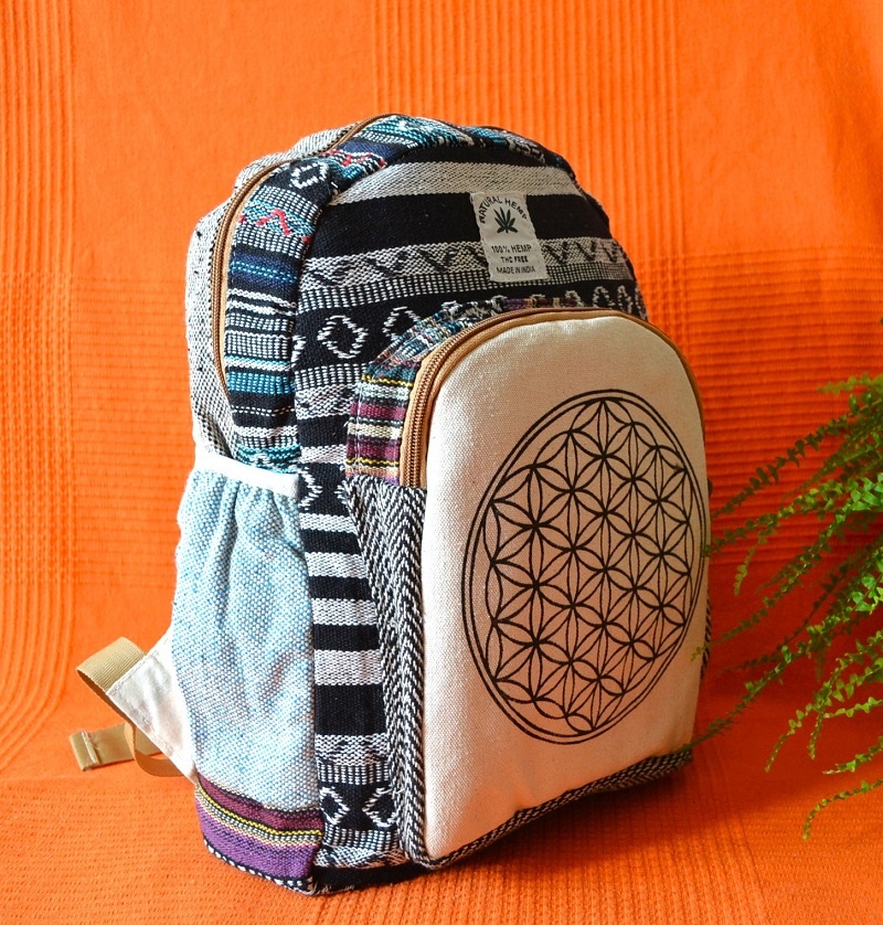 Rucsac Canepa si Bumbac Flower of Life Mediu - imagine 4
