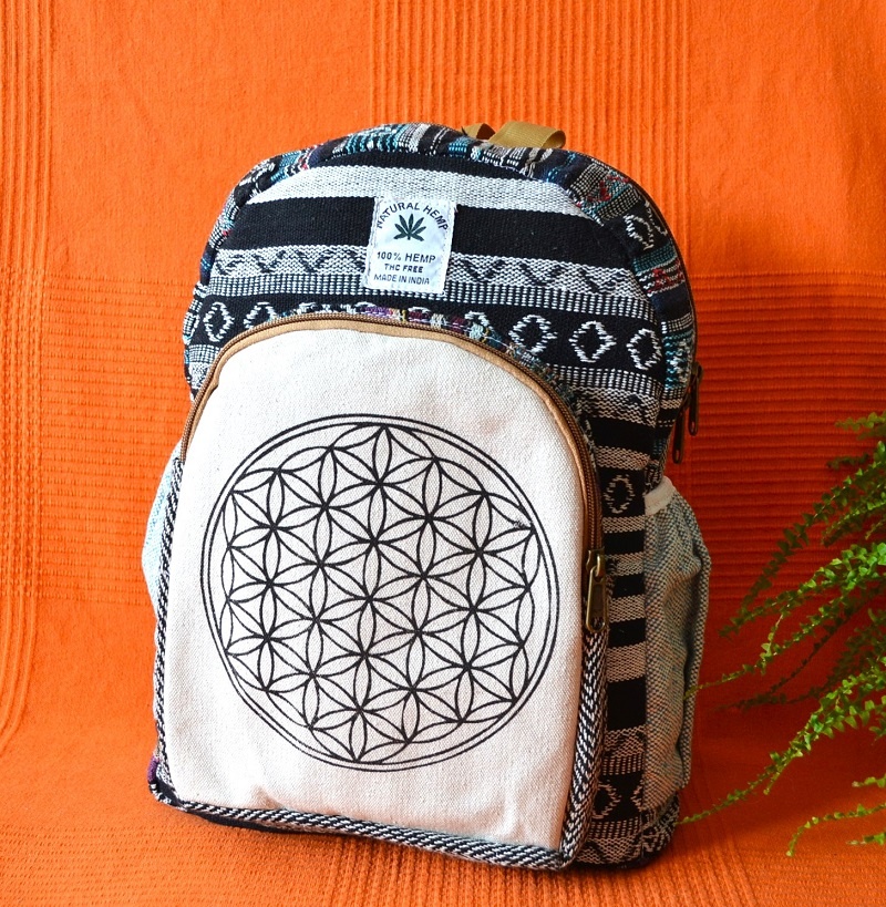 Rucsac Canepa si Bumbac Flower of Life Mediu - imagine 2