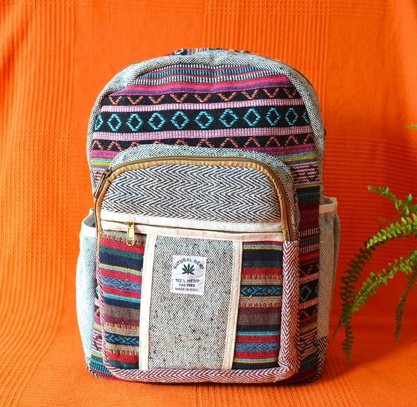 Rucsac Canepa si Bumbac Multicolor Mare