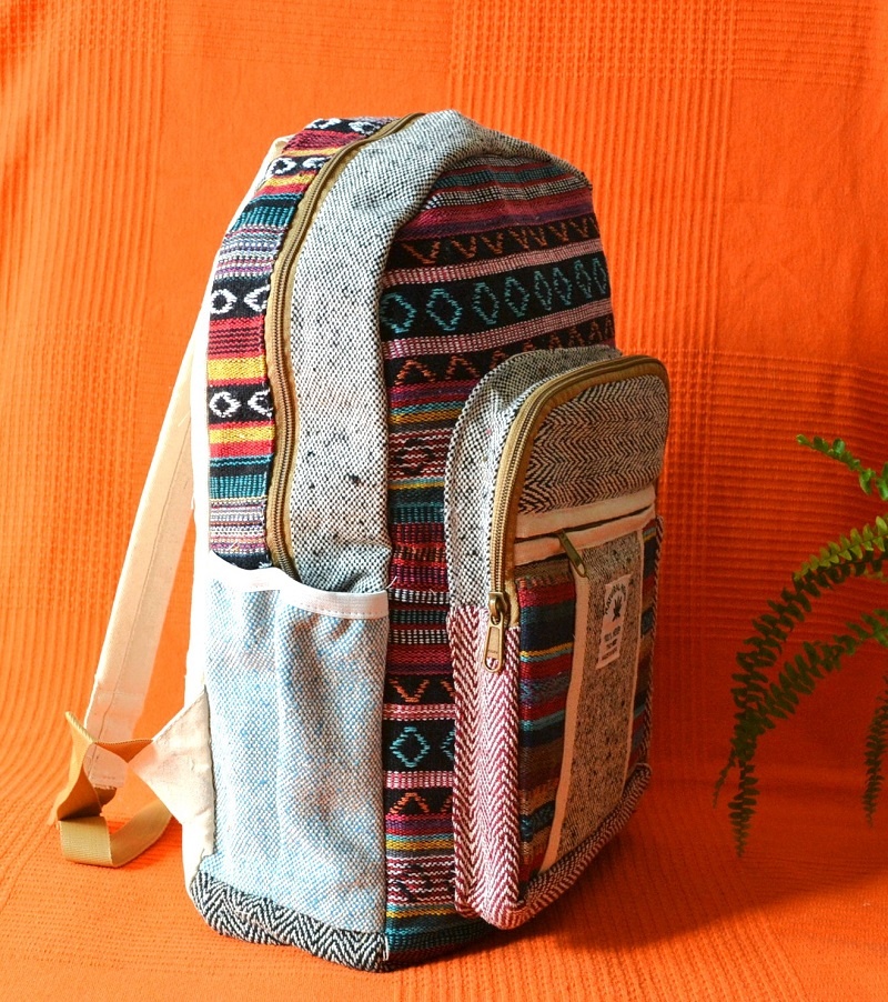 Rucsac Canepa si Bumbac Multicolor Mare - imagine 3