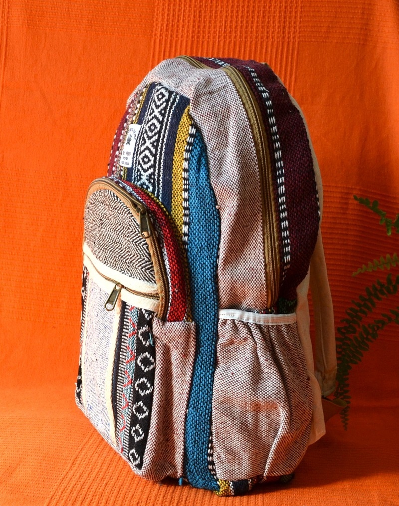 Rucsac Canepa si Bumbac Multicolor Mare - imagine 3