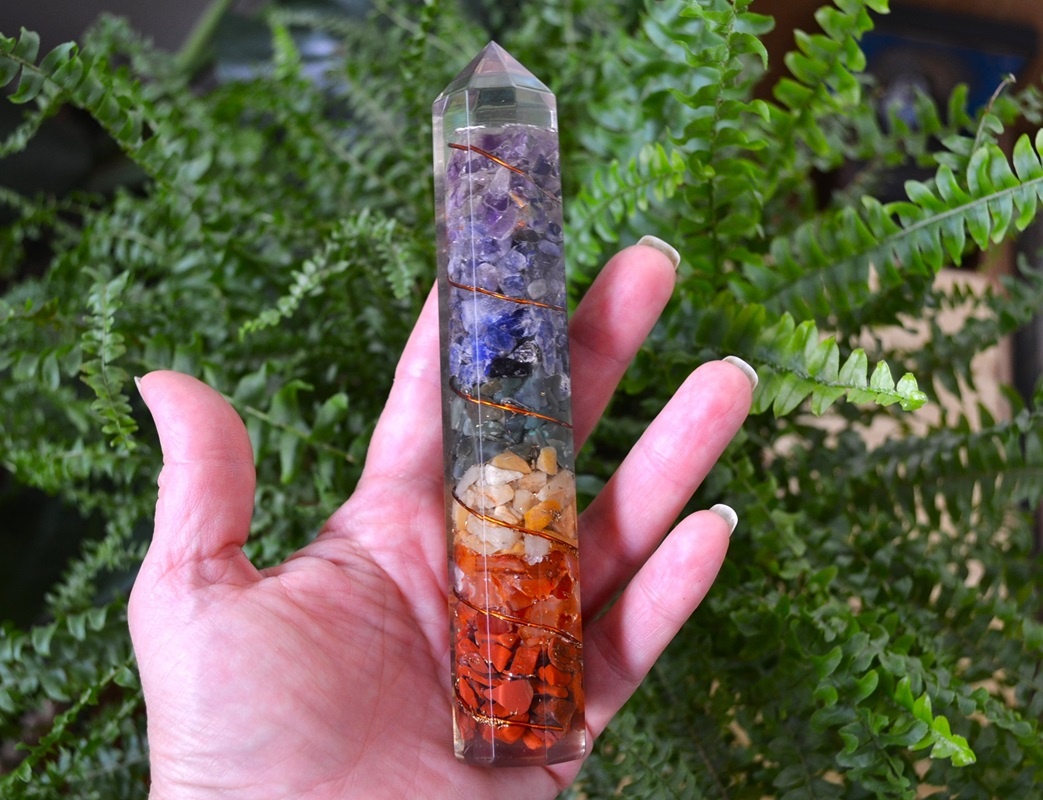 Bagheta Orgonica 7 Chakra Cristale Naturale - imagine 5
