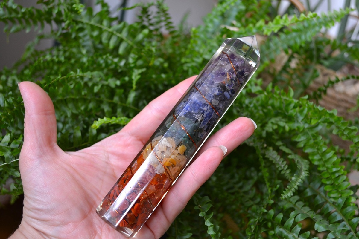Bagheta Orgonica 7 Chakra Cristale Naturale - imagine 4