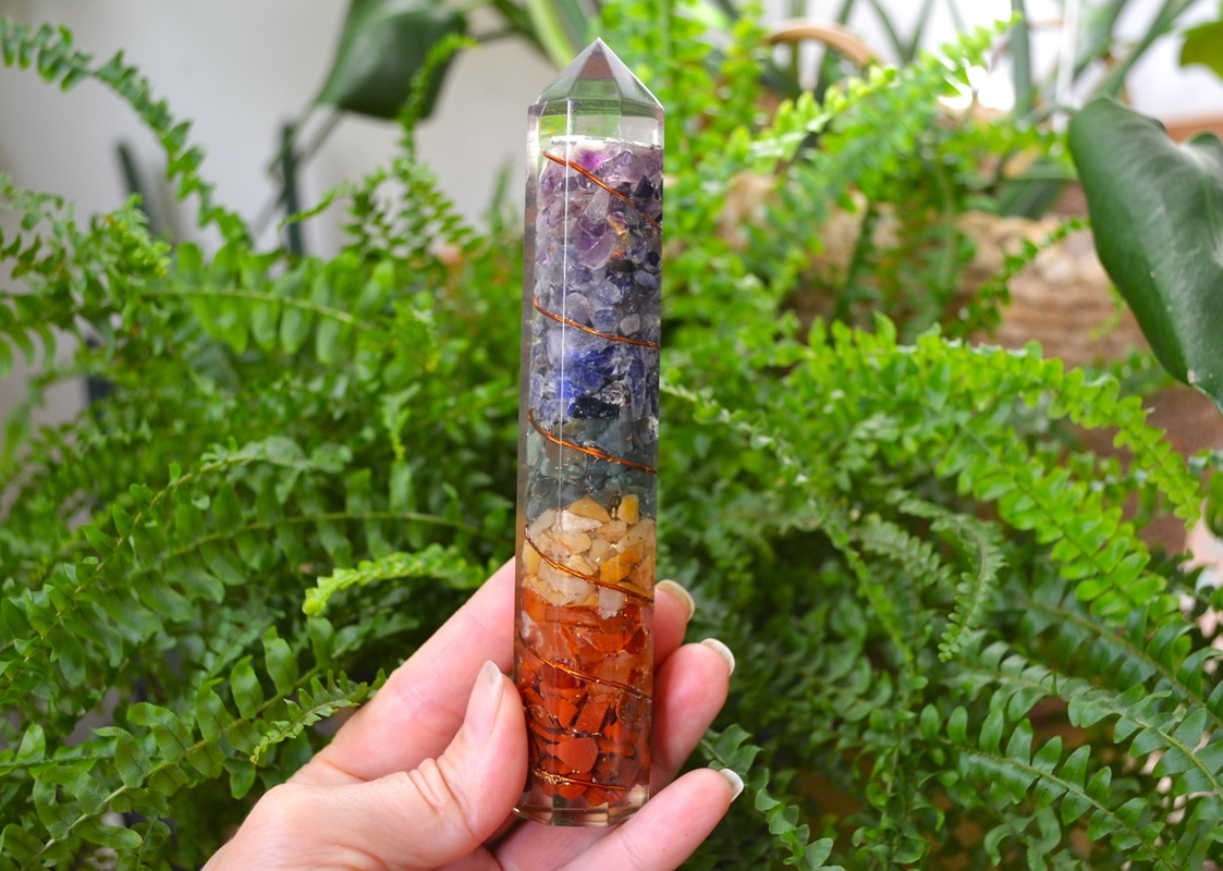 Bagheta Orgonica 7 Chakra Cristale Naturale - imagine 3