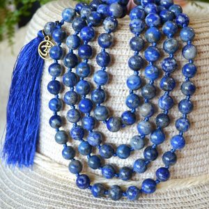 Mala Budista Lapis Lazuli 8mm, cu noduri