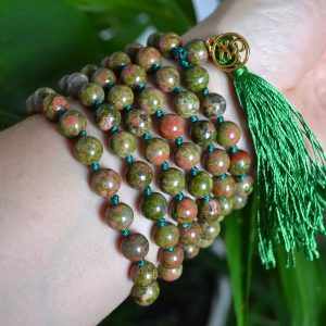 Mala Budista Unakit 8mm, cu noduri