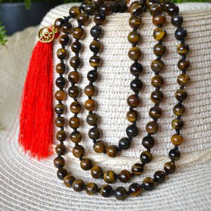 Mala Budista Ochi de Tigru 8mm, cu noduri