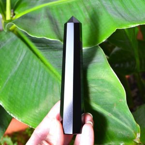 Bagheta Obsidian Negru 8 fatete, 9.5 cm