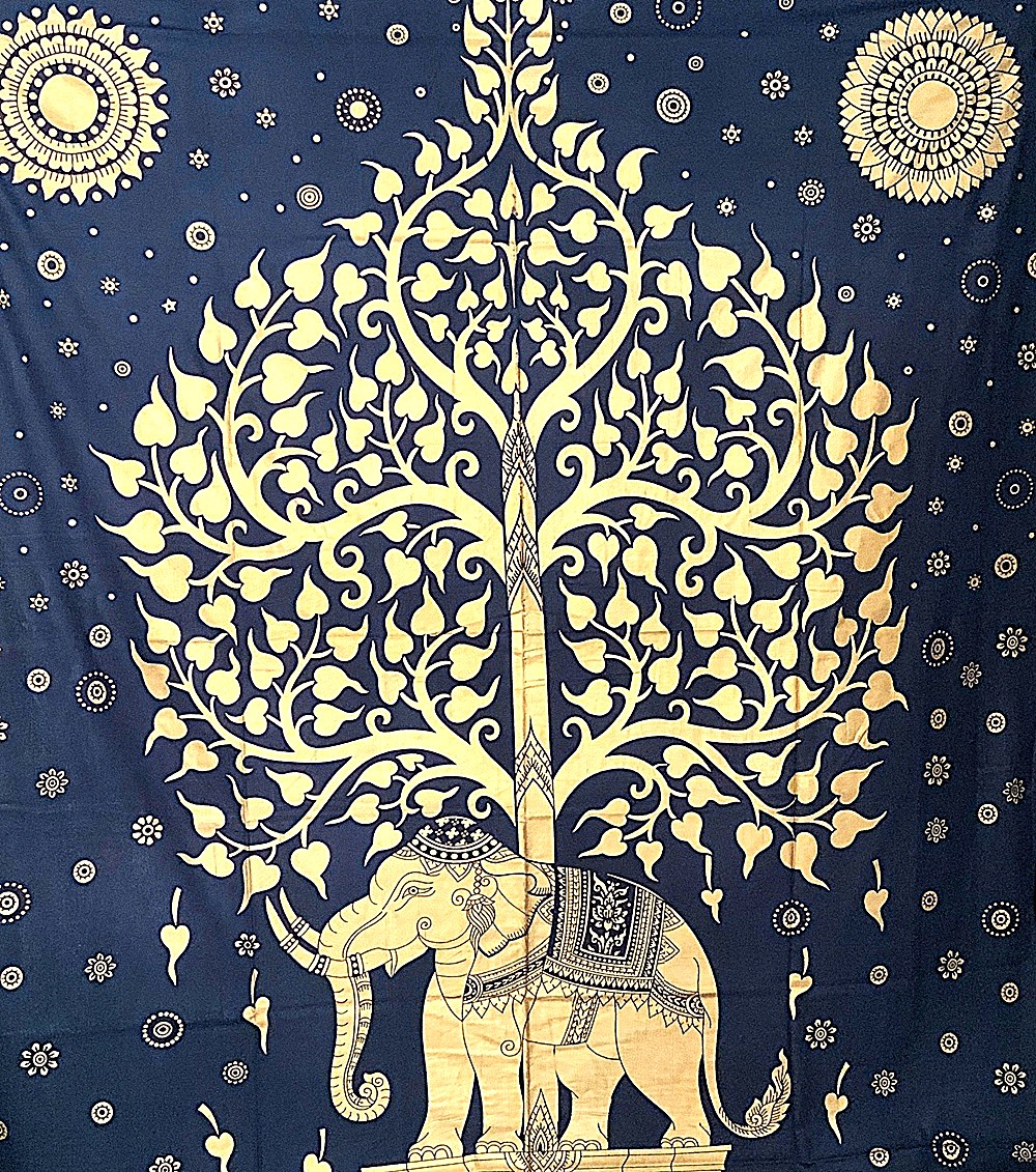 Panza Elephant Tree Gold Blue