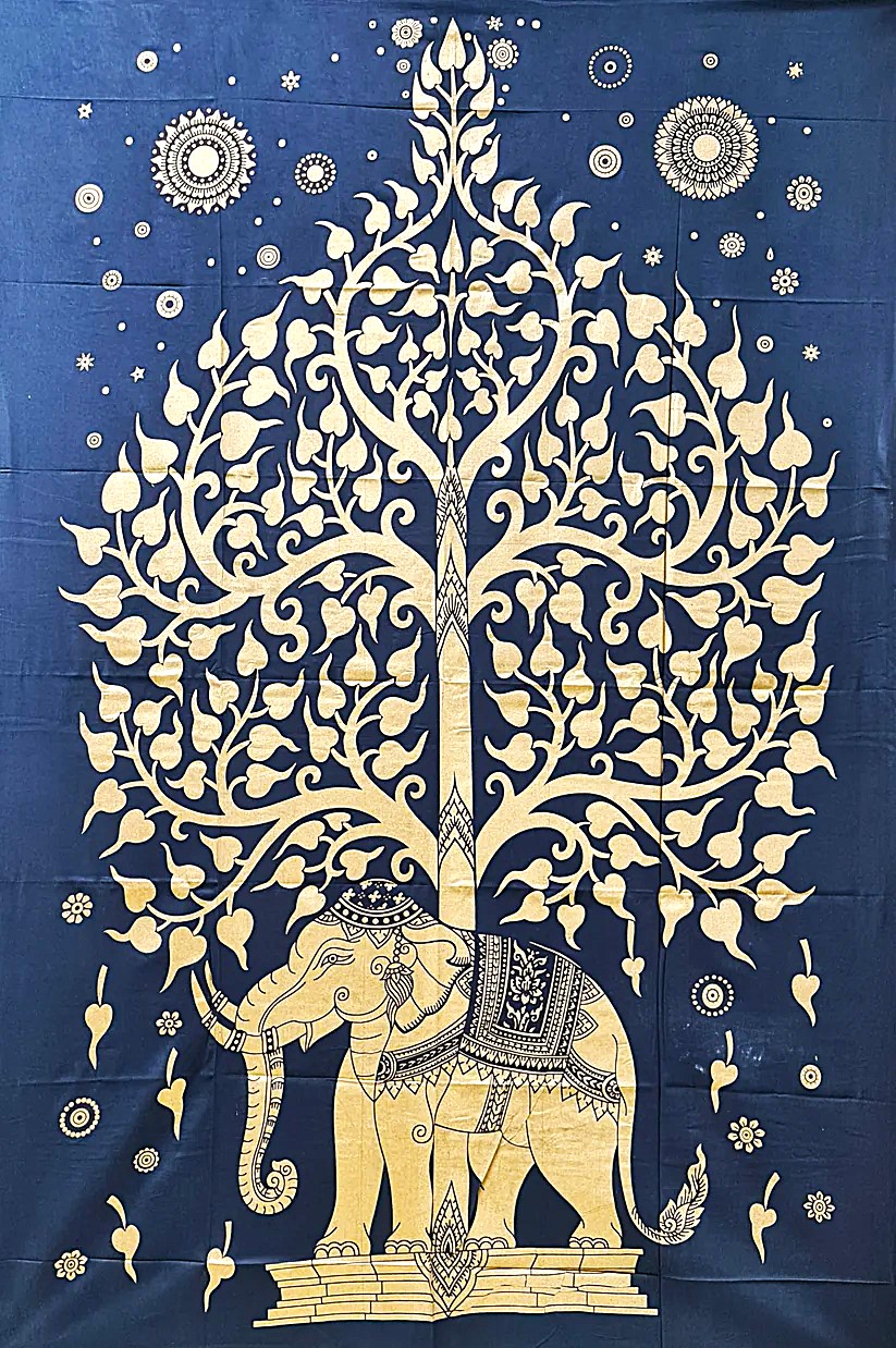 Panza Elephant Tree Gold Blue - imagine 2