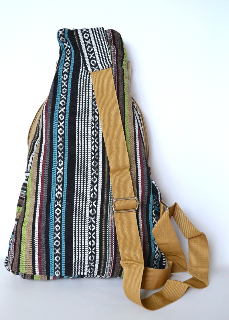 Rucsac Crossbody din Canepa Multicolor Mare - imagine 3