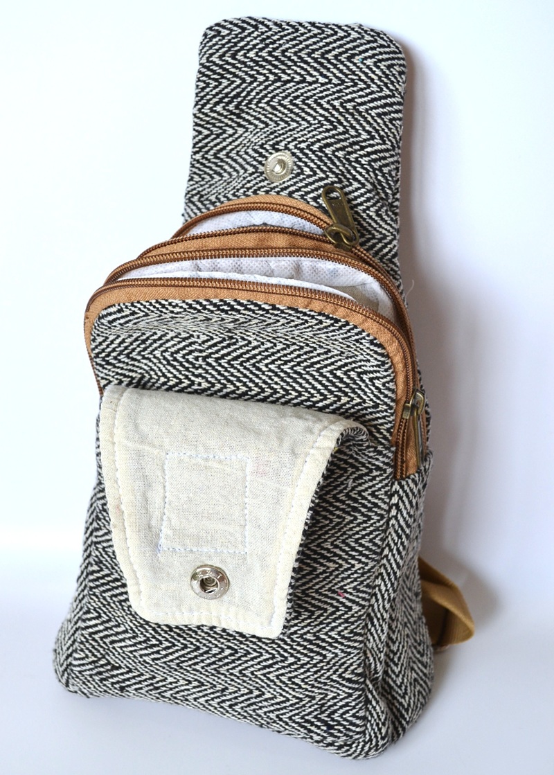 Rucsac Crossbody din Canepa Negru - imagine 4