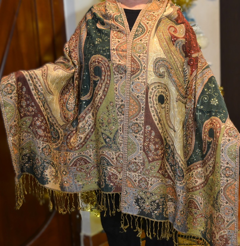 Șal Kani din Vâscoză și Lână cu Design Paisley - imagine 4