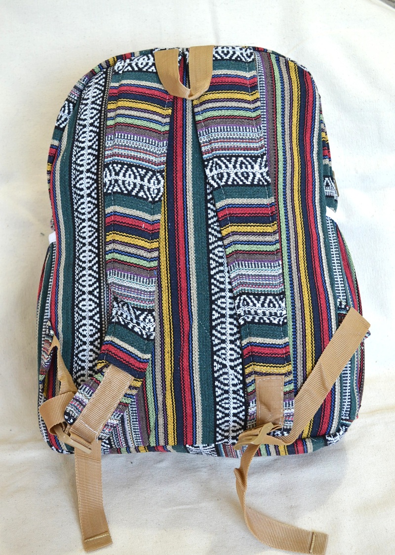 Rucsac din Canepa si Bumbac Multicolor Mare - imagine 5