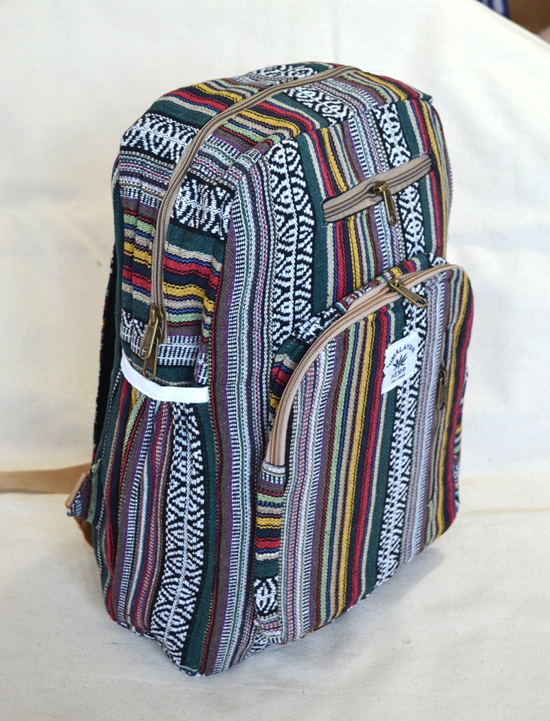 Rucsac din Canepa si Bumbac Multicolor Mare - imagine 4