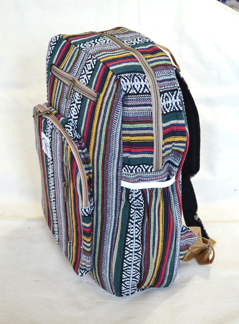 Rucsac din Canepa si Bumbac Multicolor Mare - imagine 3
