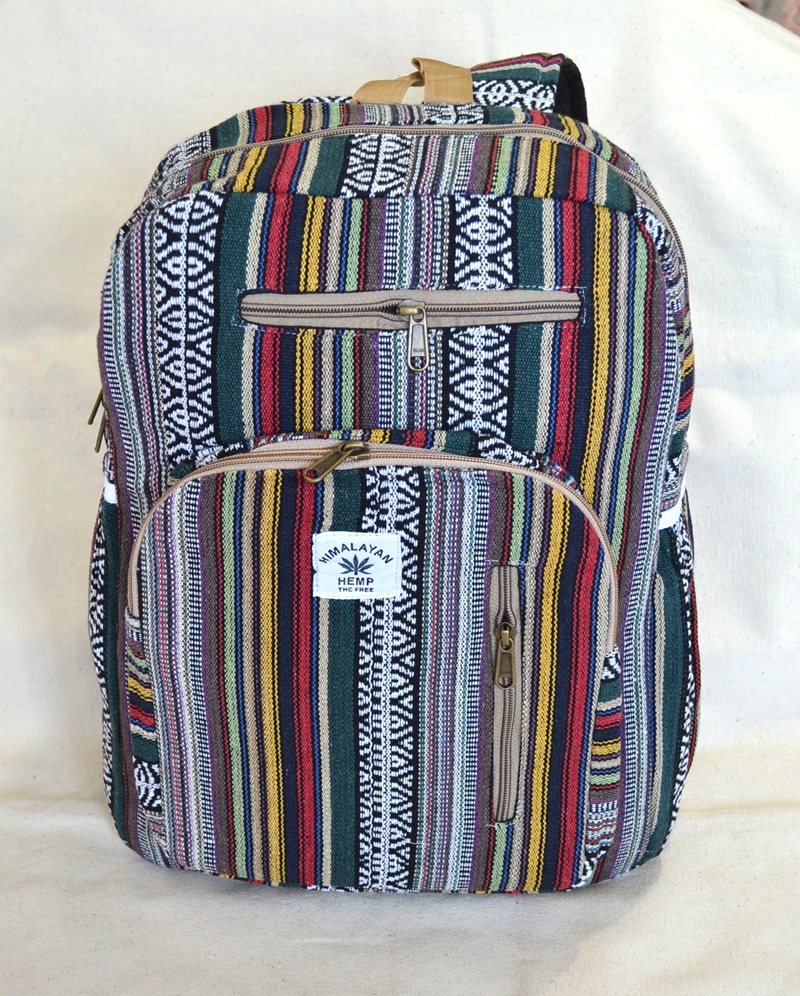 Rucsac din Canepa si Bumbac Multicolor Mare - imagine 2
