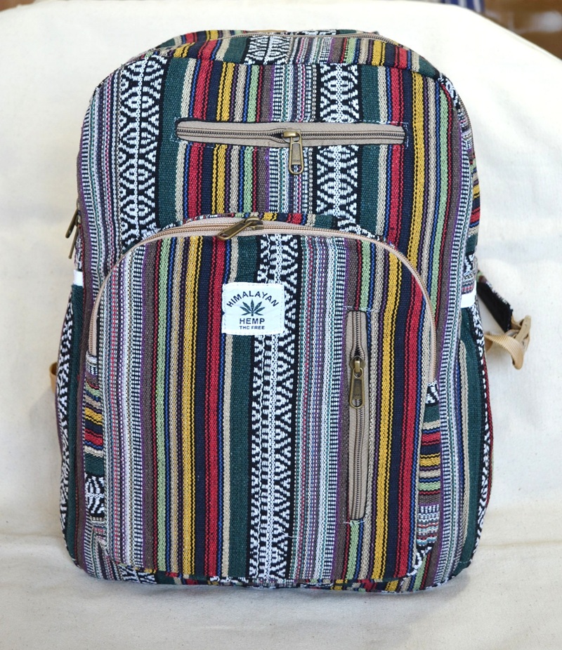Rucsac din Canepa si Bumbac Multicolor Mare