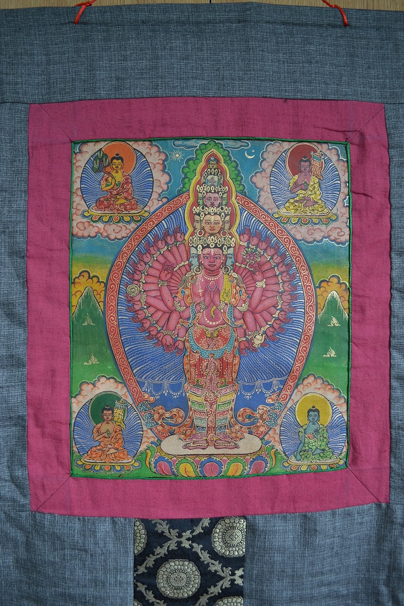 Thangka Tibetana Lokesvara (Chenrezig) - imagine 4