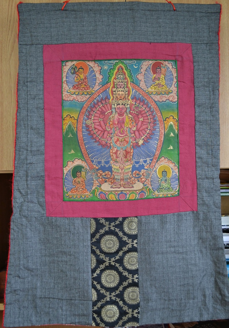 Thangka Tibetana Lokesvara (Chenrezig) - imagine 2