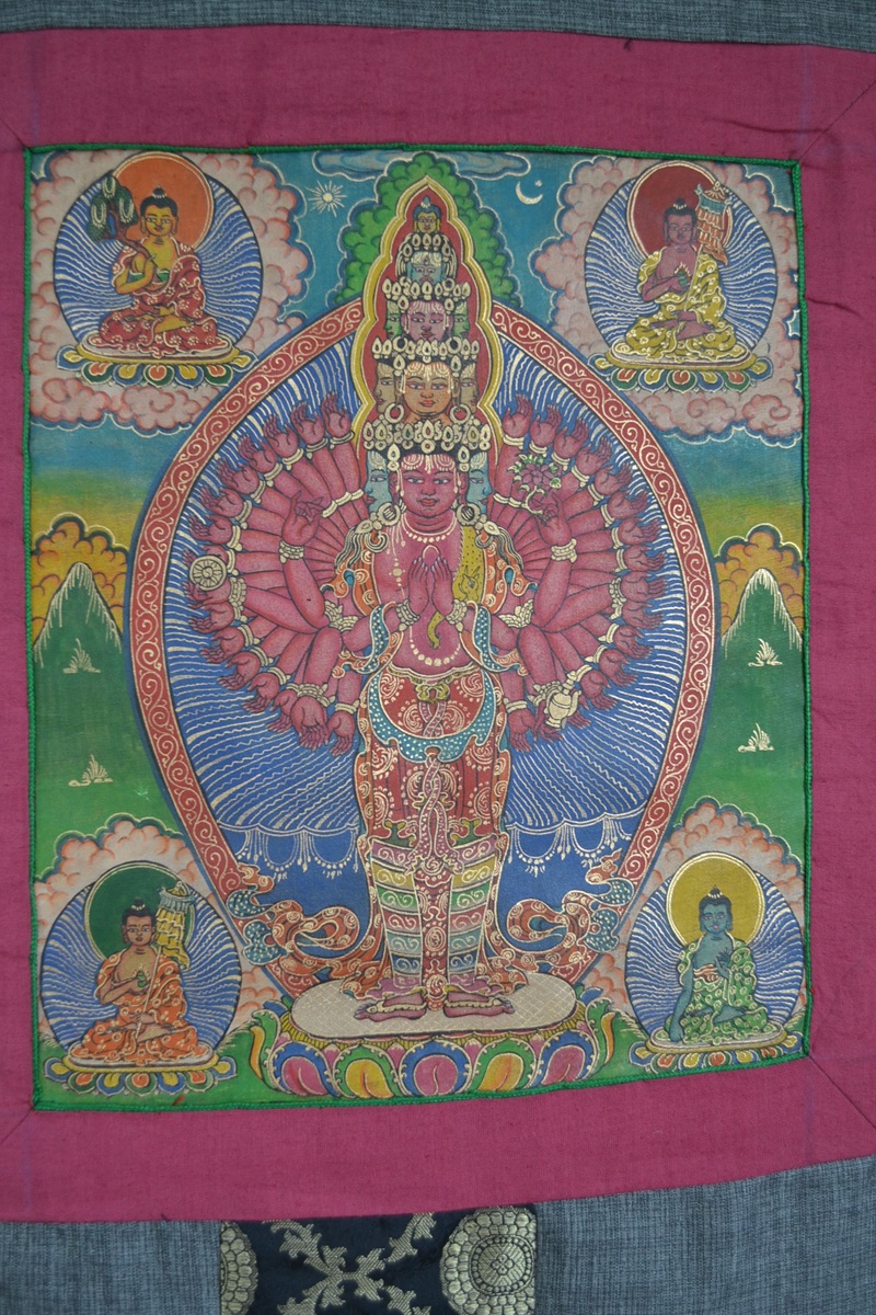 Thangka Tibetana Lokesvara (Chenrezig) - imagine 3