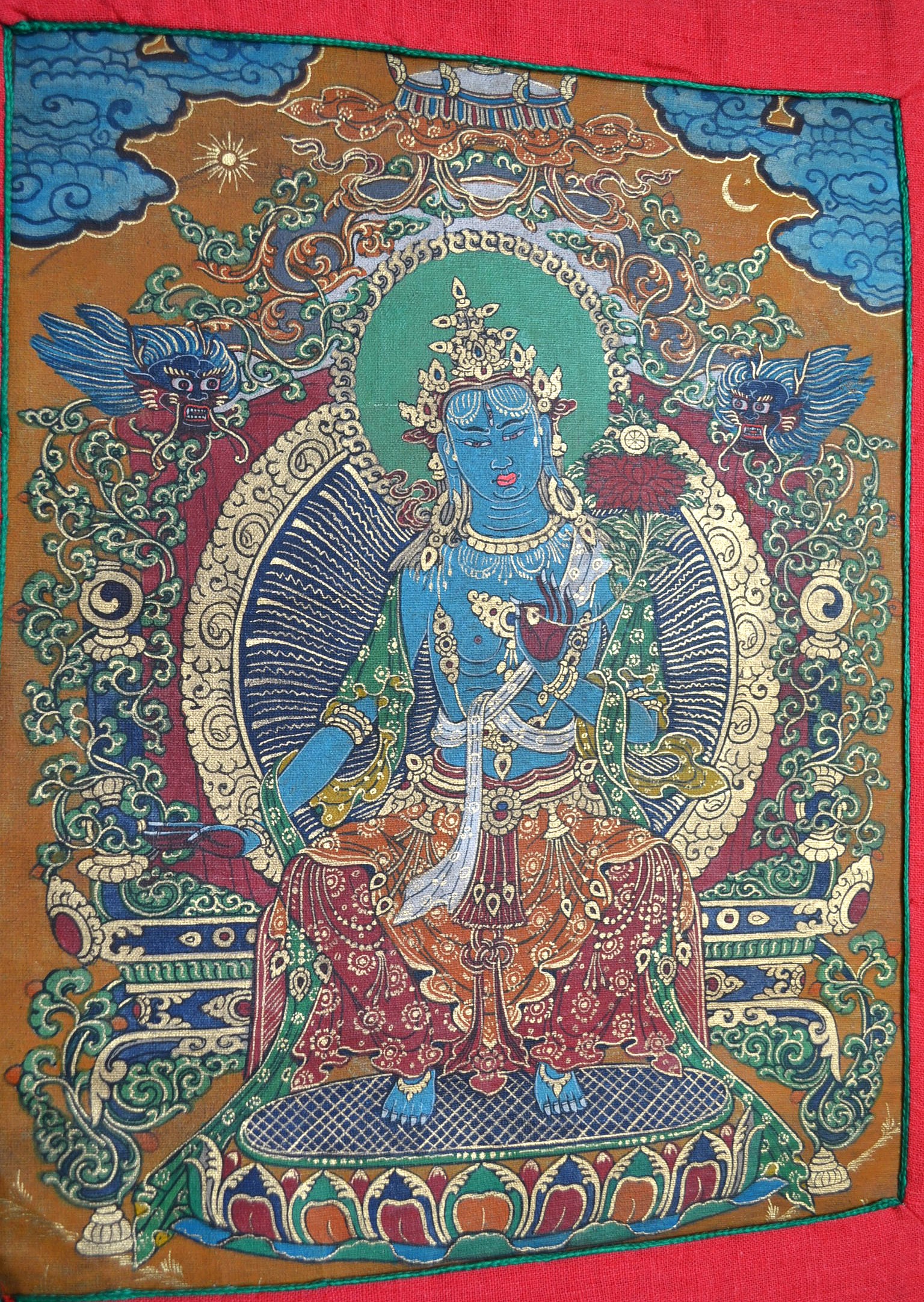 Thangka Tibetana Tara Albastra