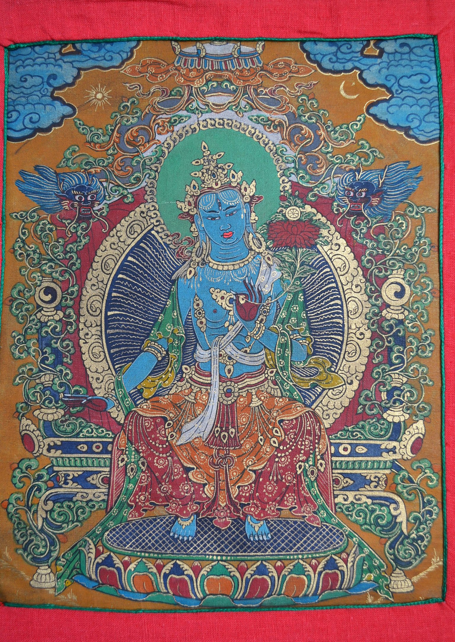 Thangka Tibetana Tara Albastra - imagine 7