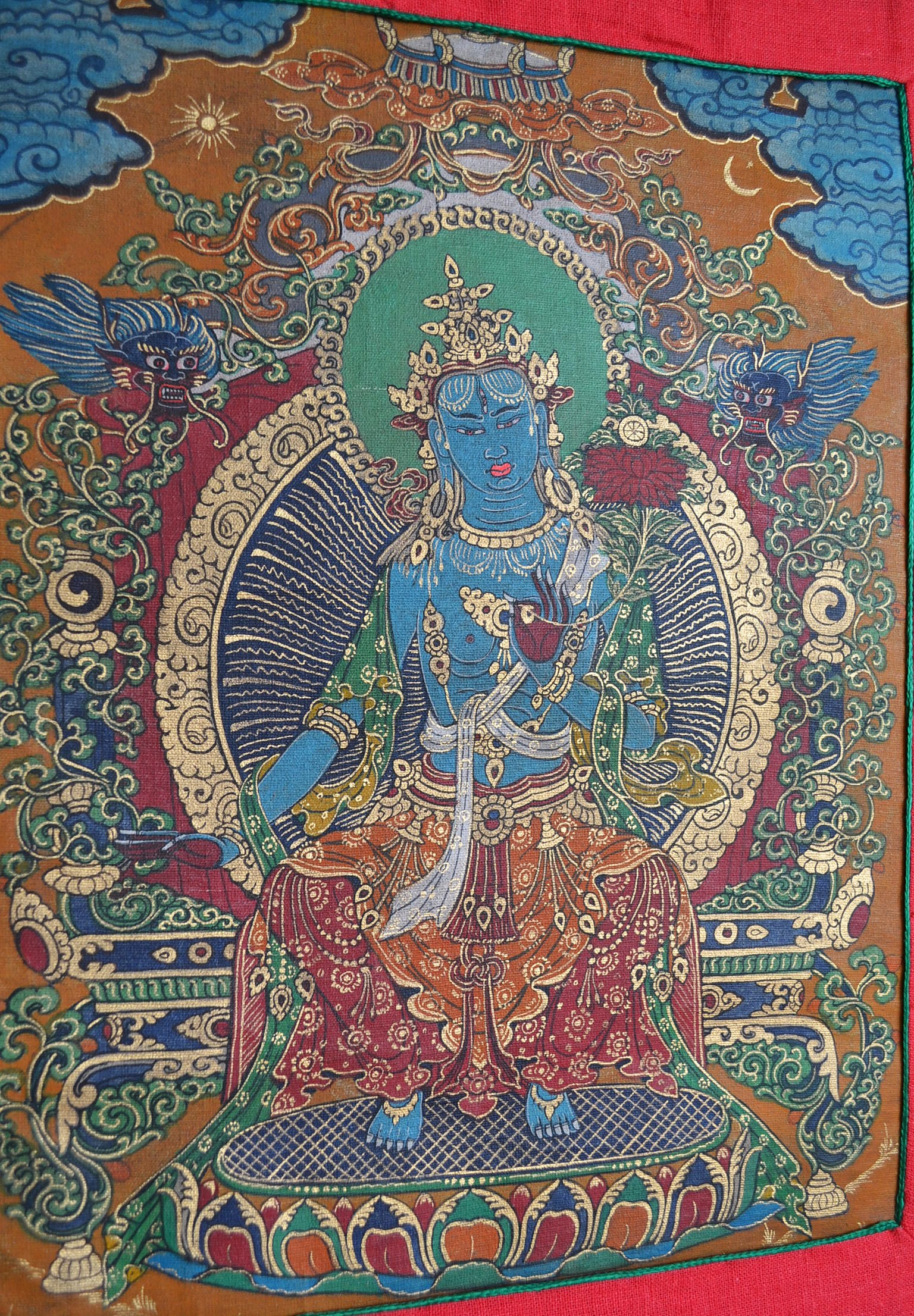 Thangka Tibetana Tara Albastra - imagine 3