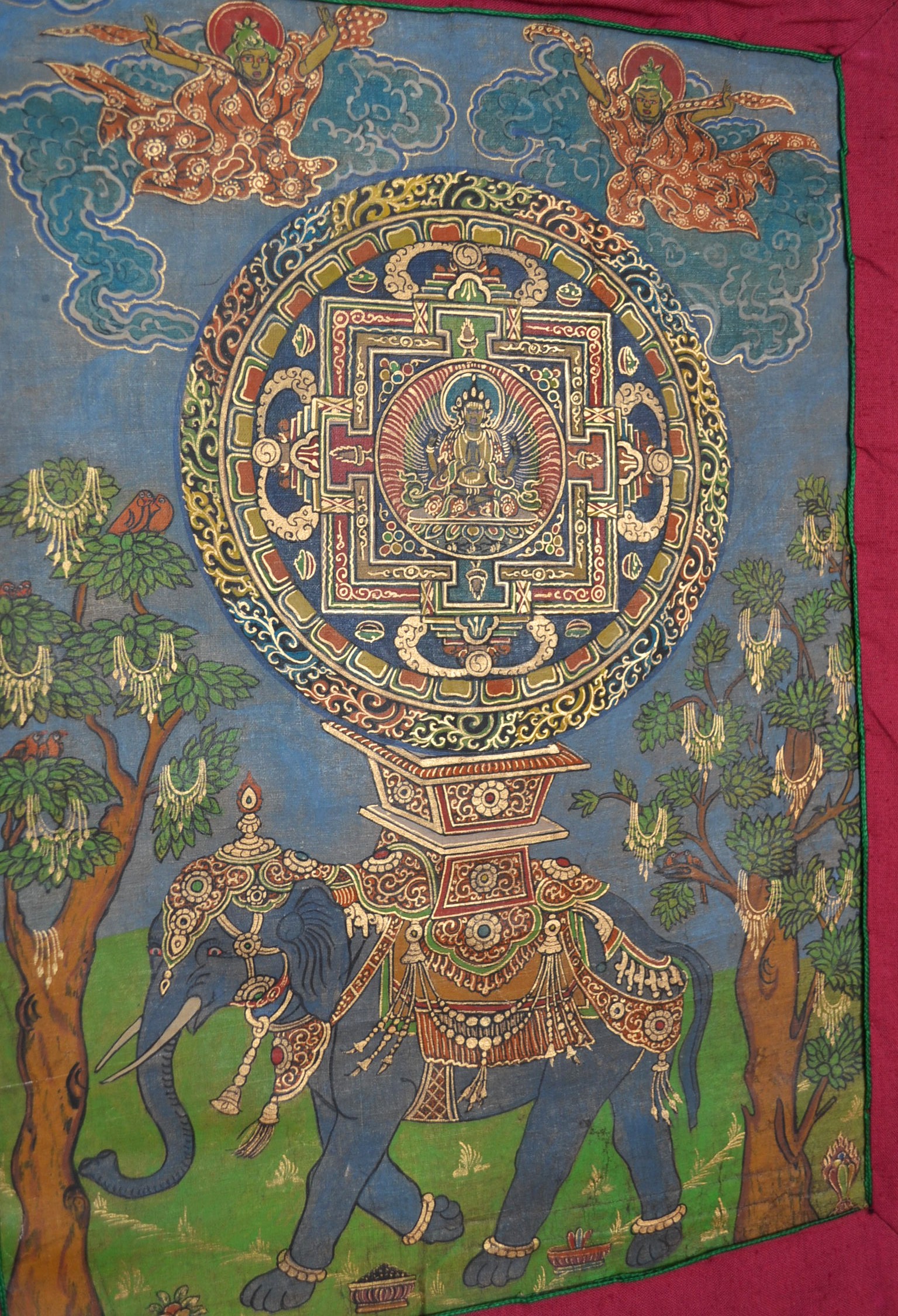 Thangka Tibetana Elefant Mandala