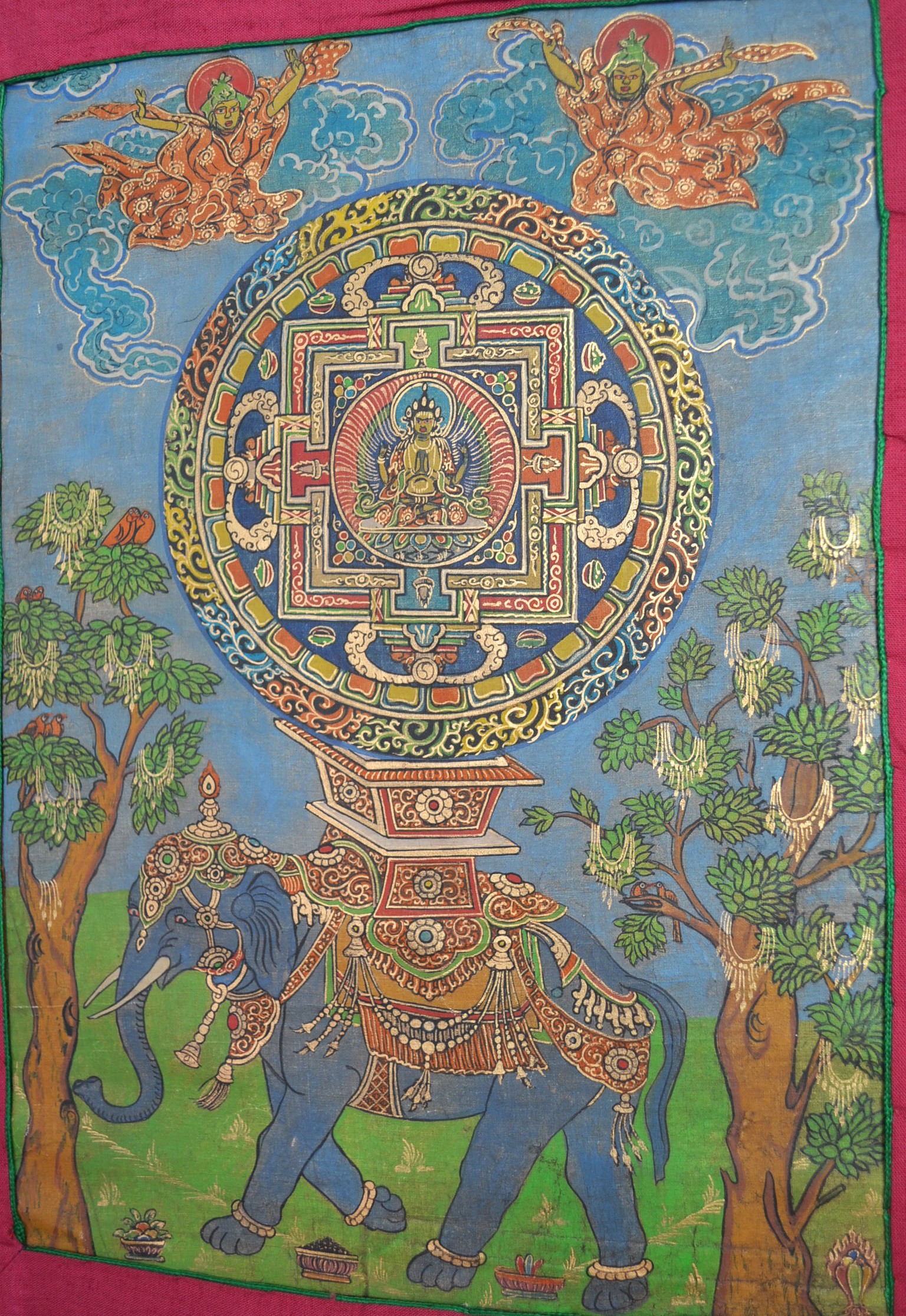 Thangka Tibetana Elefant Mandala - imagine 4