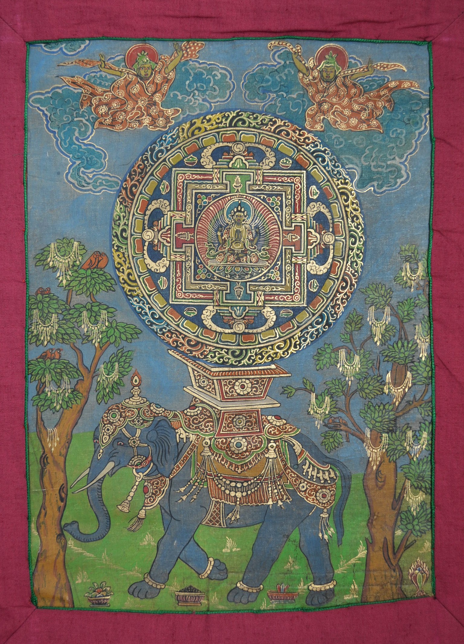 Thangka Tibetana Elefant Mandala - imagine 3